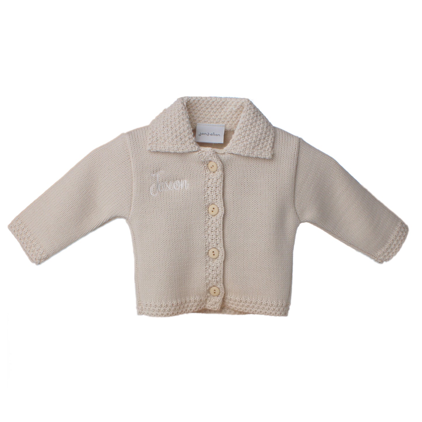 personalised baby cardigan in beige