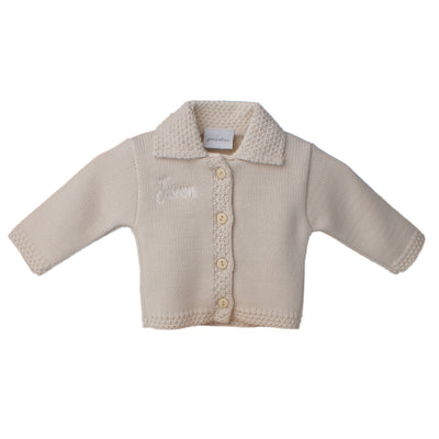 Personalised Unisex Baby Cardigan - Beige