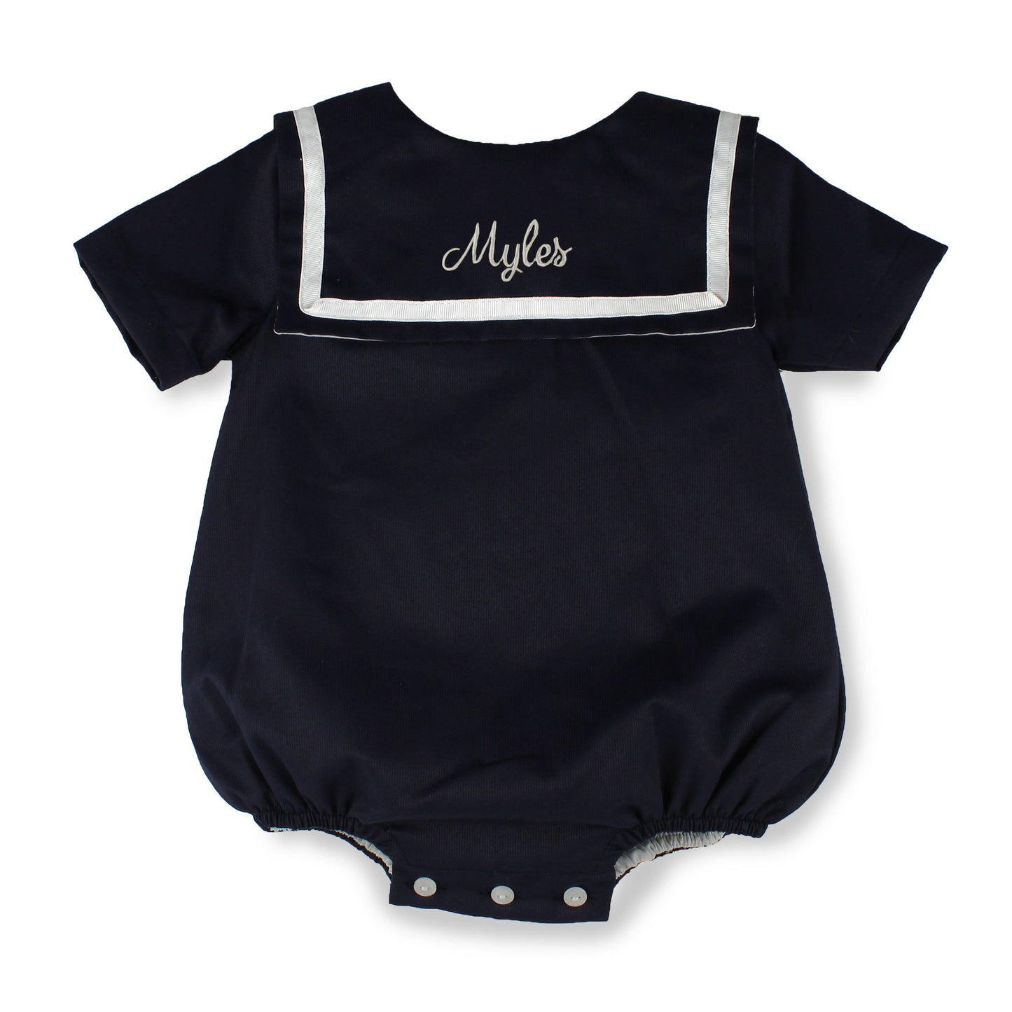 Personalised Navy Baby Sailor Romper – Made in Portugal