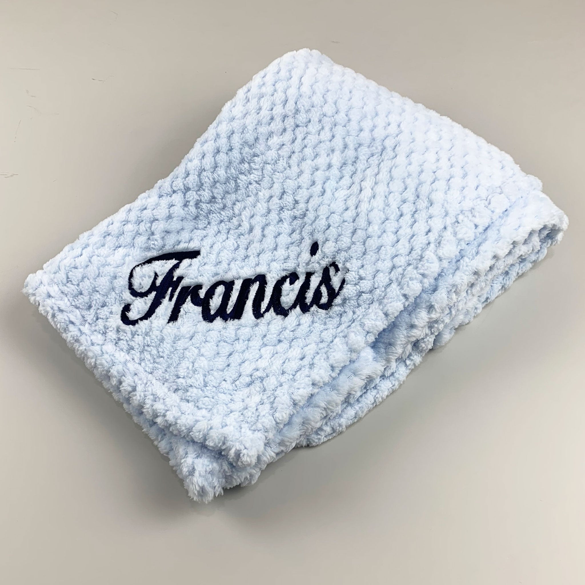 personalised blue baby blanket