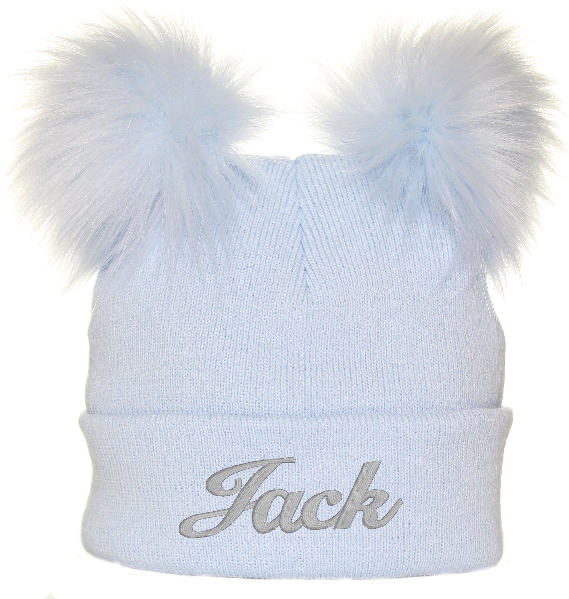 pale blue personalised toddler boy hat