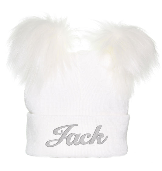 personalised white toddler pom hat