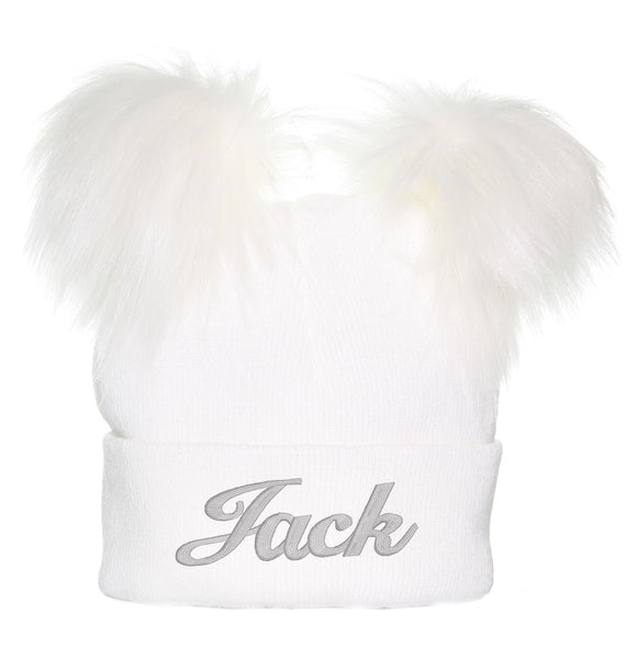 personalised white toddler pom hat