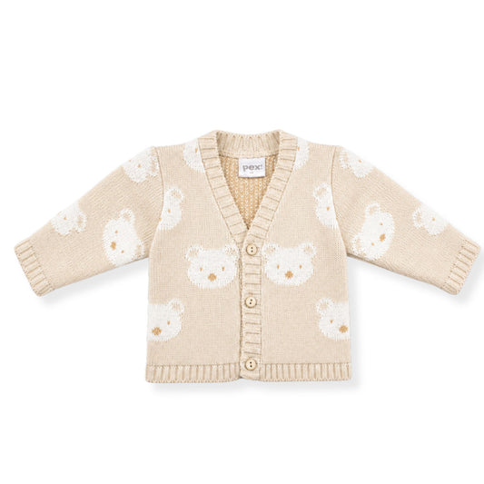 Pex Baby Boy Beige Knitted Teddy Cardigan (Newborn – 9 Months)