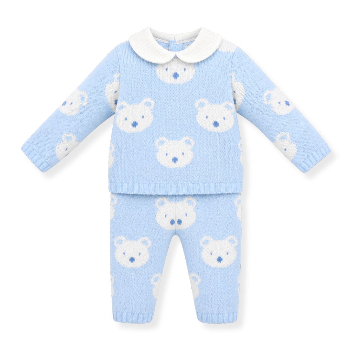 Pex Baby Boy Blue Knitted Teddy 2 Piece Set (Newborn – 9 Months)