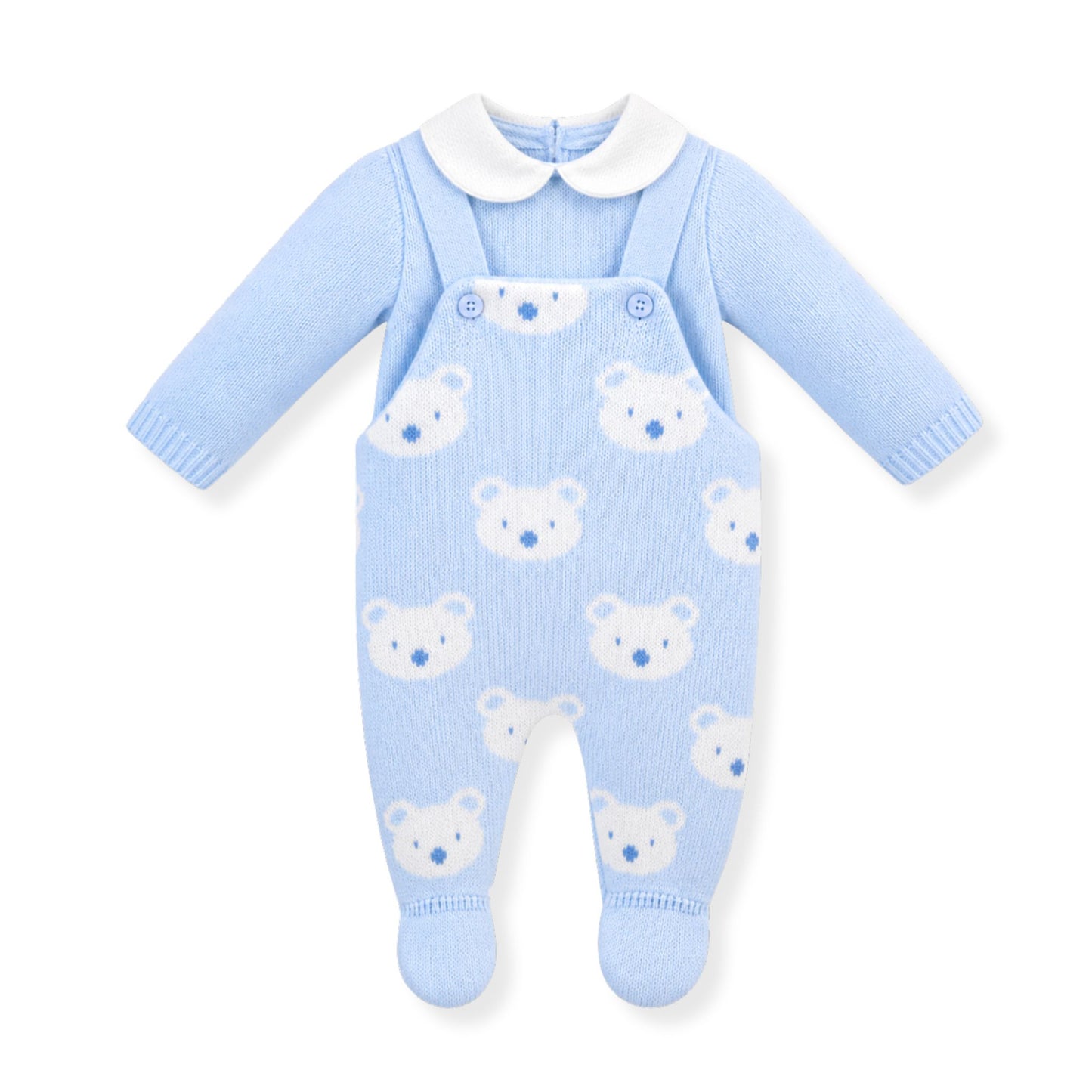 pex knitted baby dungarees and top outfit