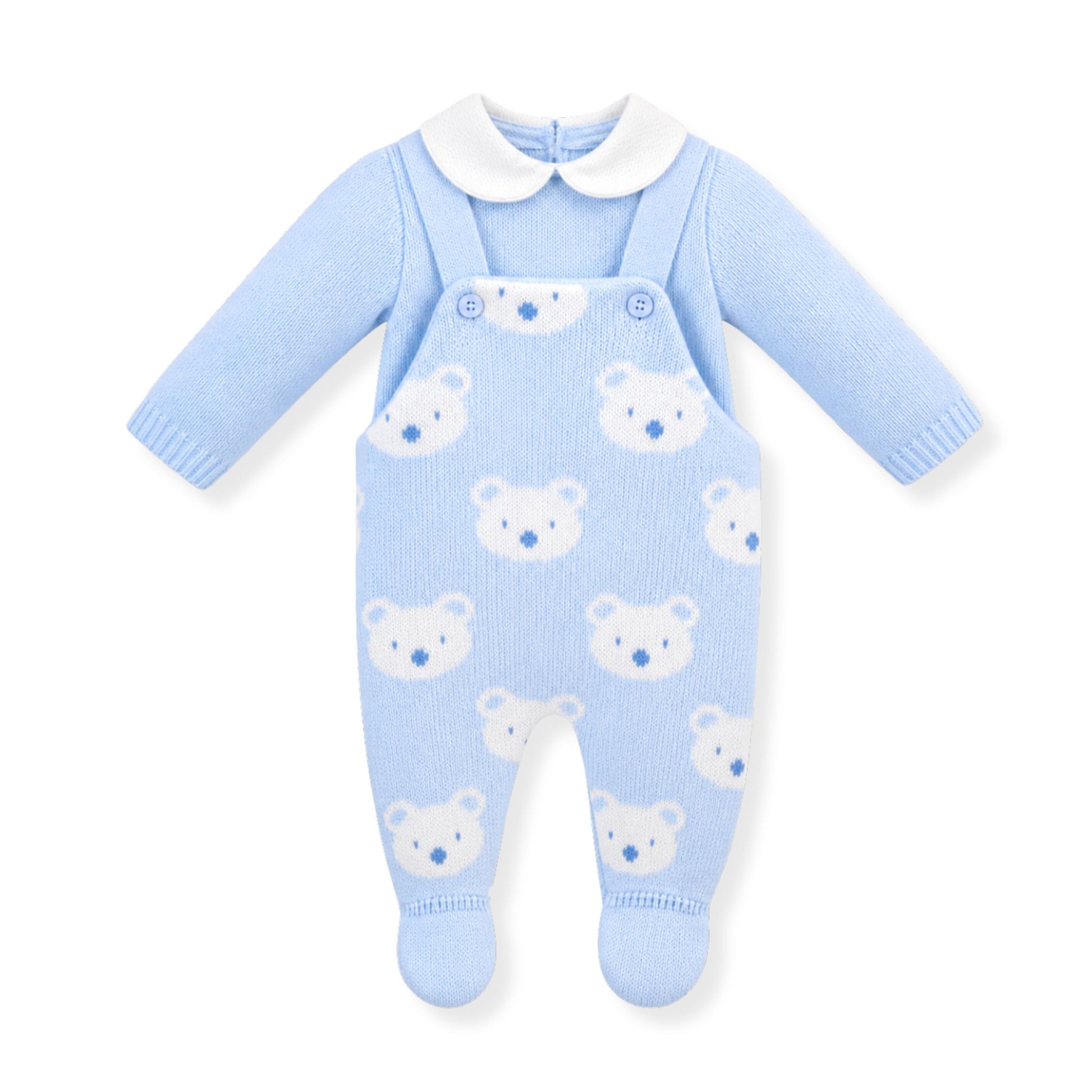 pex knitted baby dungarees and top outfit