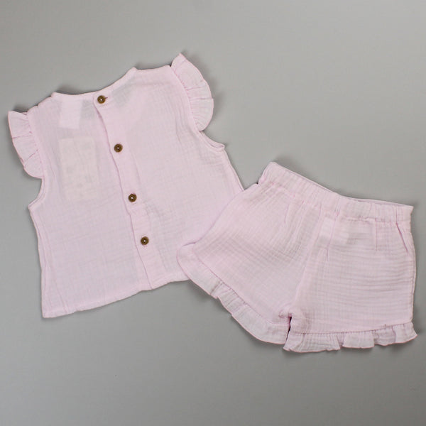 baby girls shorts and vest in pink