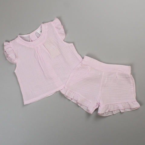 baby girls pink shorts and vest