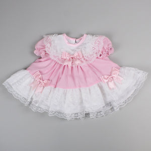 baby girls frilly puffball dress in pink