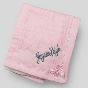 Personalised Baby Blanket - Deluxe with Bow - Pink