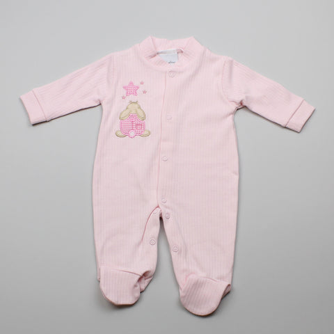 Baby Girls Sleepsuit - Pink - Applique Rabbit