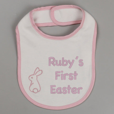 Baby Girls Personalised First Easter Bib - Pex Bunny