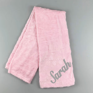 Pink Embossed Heart Baby Blanket - Personalised