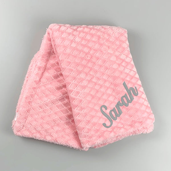 Deluxe Personalised Baby Blanket With Diamond Design - Pink