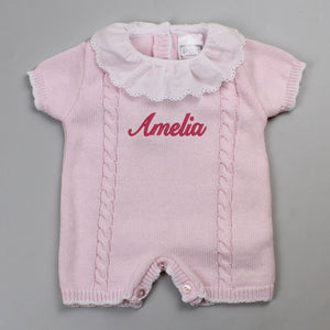 baby girls personalised knitted romper