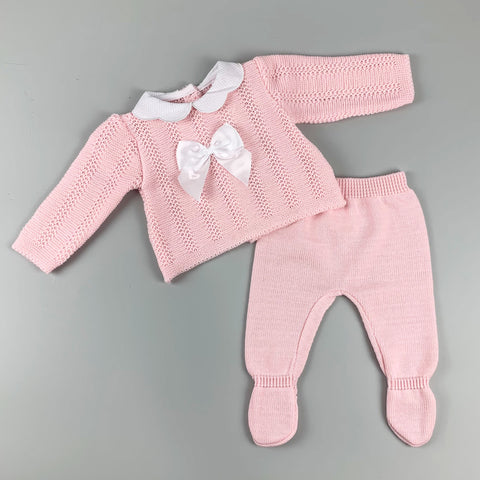 pink baby girl knitted outfit