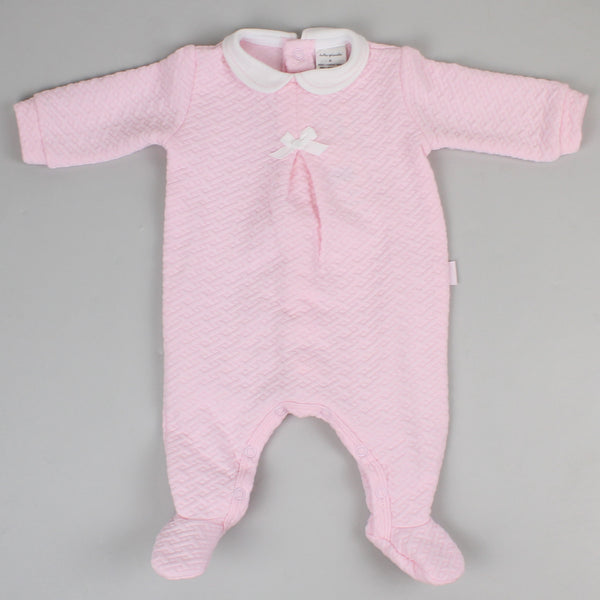 Baby Girls Quilted Sleepsuit - Pink - Tutto Piccolo