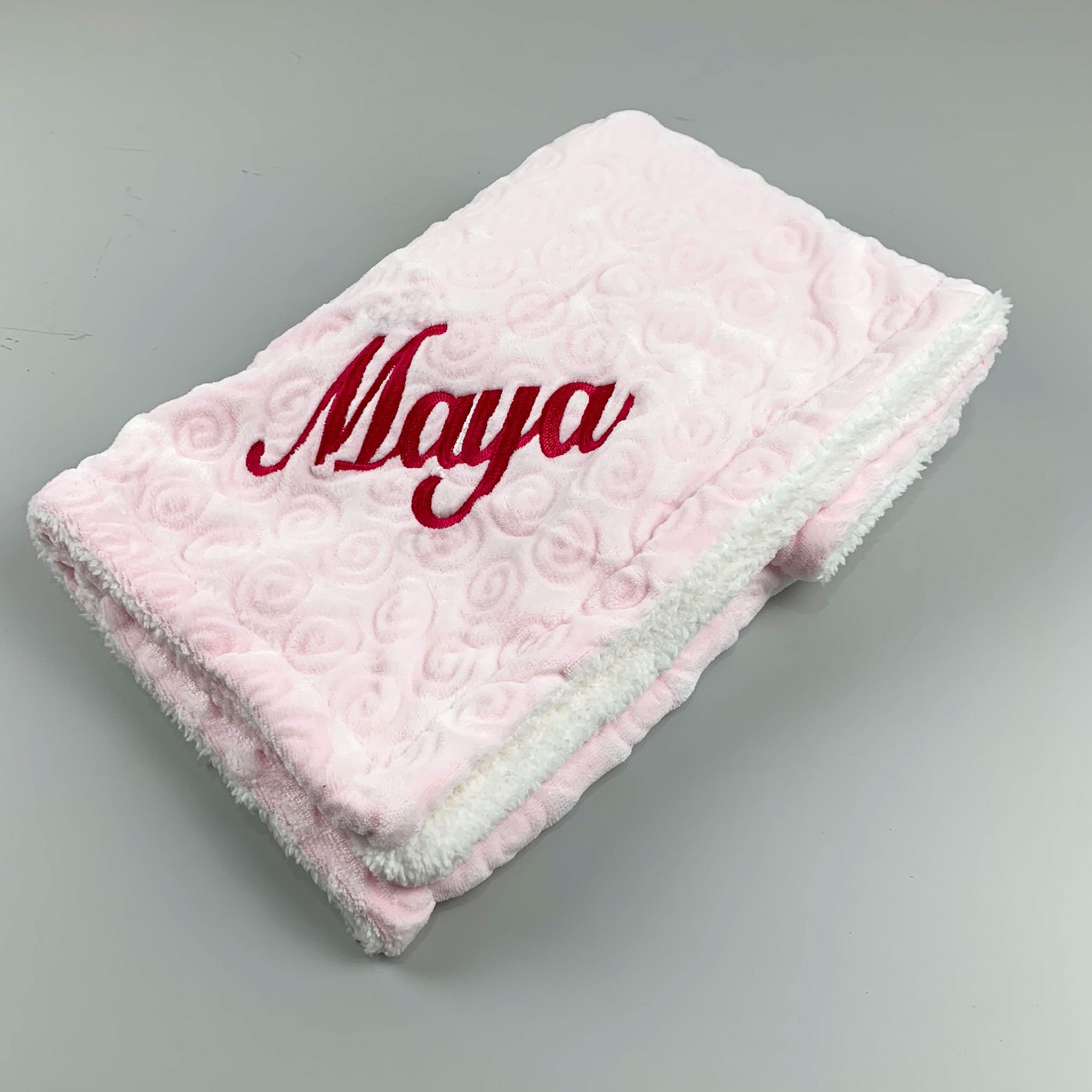 personalised pink baby blanket