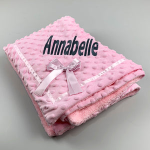 pink personalised baby blanket