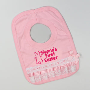 Personalised My First Easter Baby Girls Bib - Pink