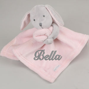 baby girls pink personalsied bunny comforter