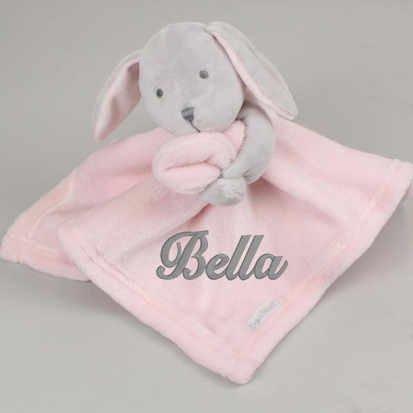 baby girls pink personalsied bunny comforter