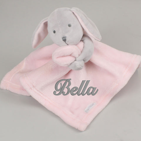 baby girls pink personalsied bunny comforter