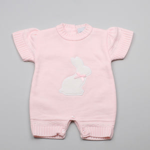 Baby Pink Romper with Bunny - Knitted Outfit