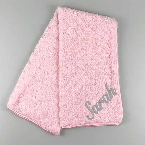 Baby Blanket - Pink-Rosebud Texture - Personalised