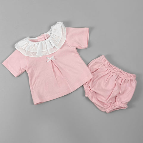 baby girls pink white cotton outfit