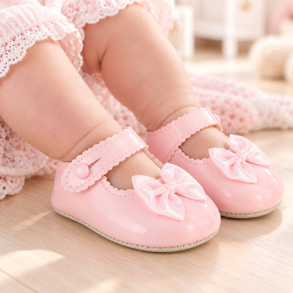 Baypods Baby Girls Pink Pram Shoes (Soft Sole)