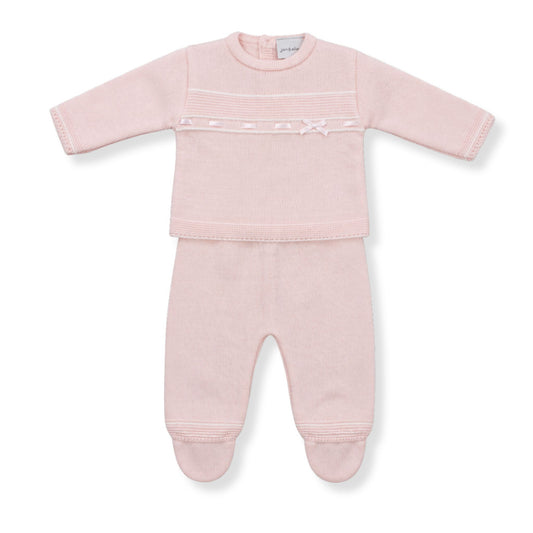 baby girl dandelion knitted 2 piece outfit in pink