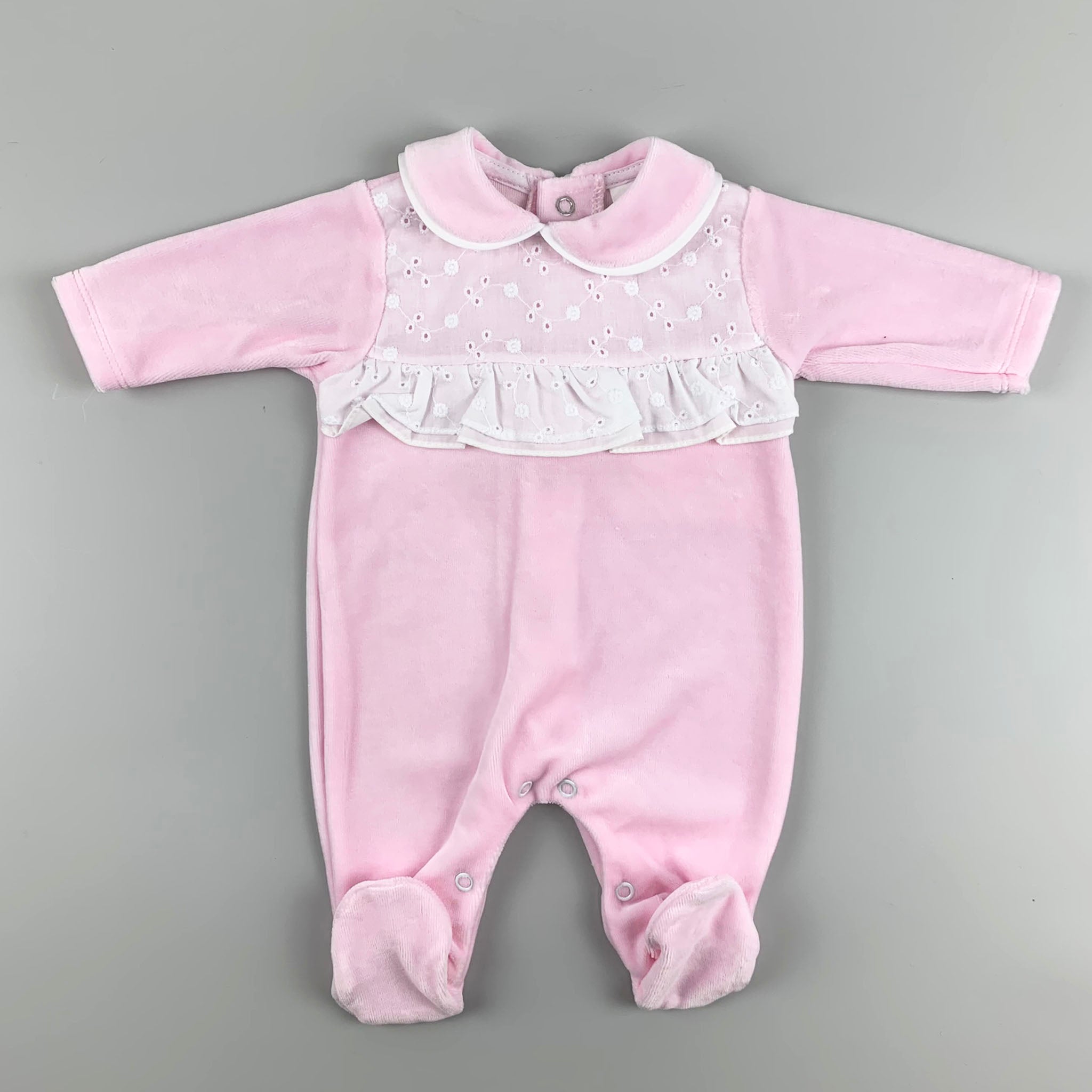 baby girl pink velour sleepsuit