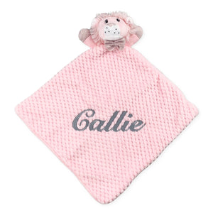personalised pink lion baby comforter