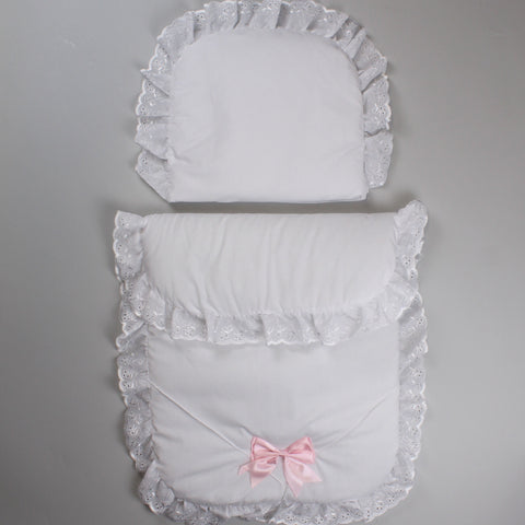 baby girls white pink pramset