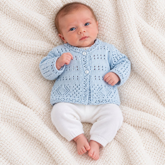 Premature Baby Blue Knitted Cardigan with Button Fastening
