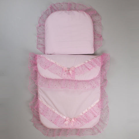 Pram Set - Pram Quilt and Pillow Pink