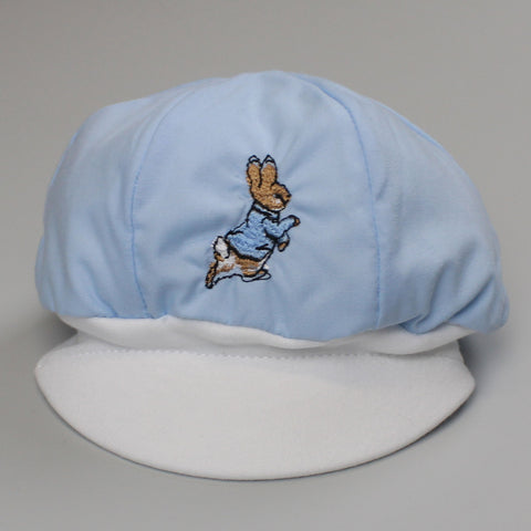 Baby Boys Sunhat Baker Style Peaked Cotton Cap Blue with Rabbit