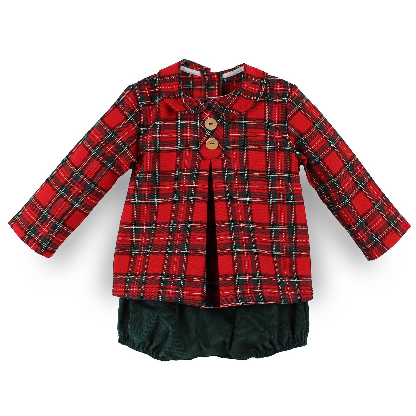 Rapife Red Tartan Shirt & Green Cord Shorts Set