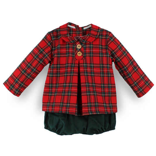 Rapife Red Tartan Shirt & Green Cord Shorts Set
