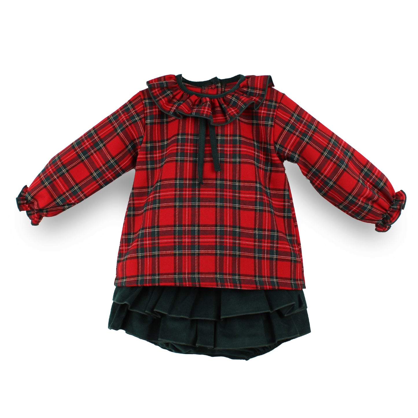 Rapife Red Tartan Blouse & Green Corduroy Skirt Set