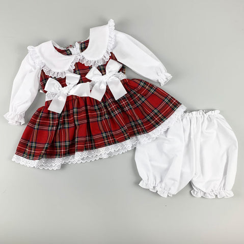 Baby Girl's Red Tartan Dress with Bloomers