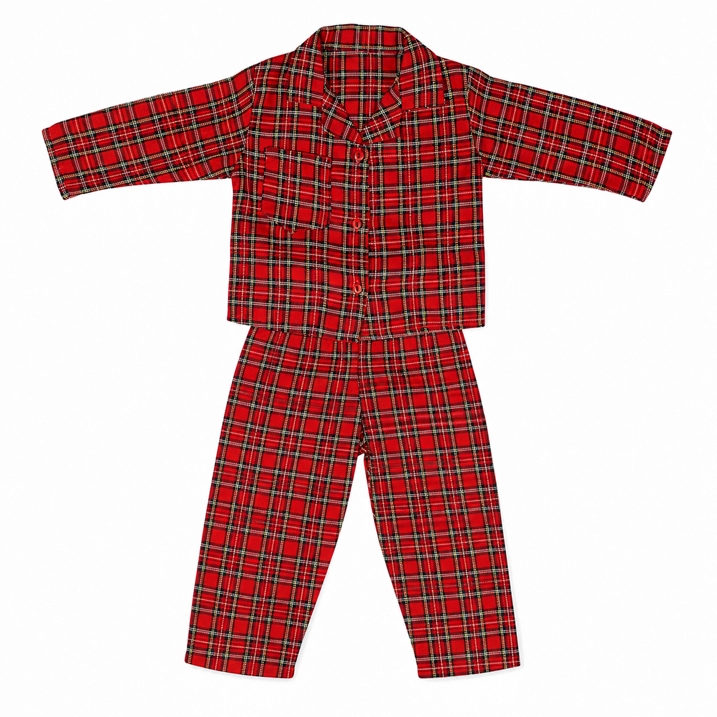 Boys Red Tartan Christmas Pyjama Set | Long Sleeve Check Pyjamas | 3-6 Years