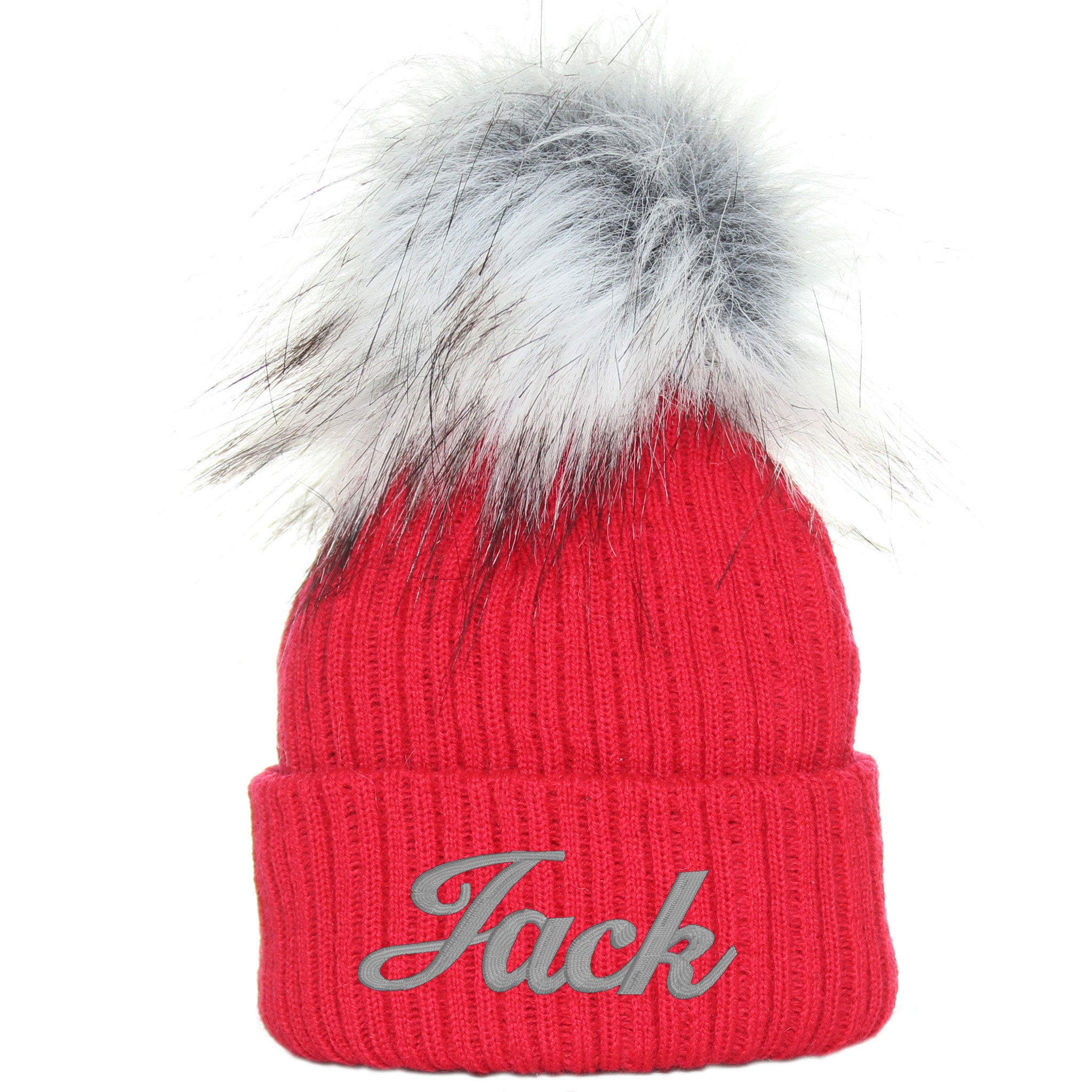 personalised baby winter hat red