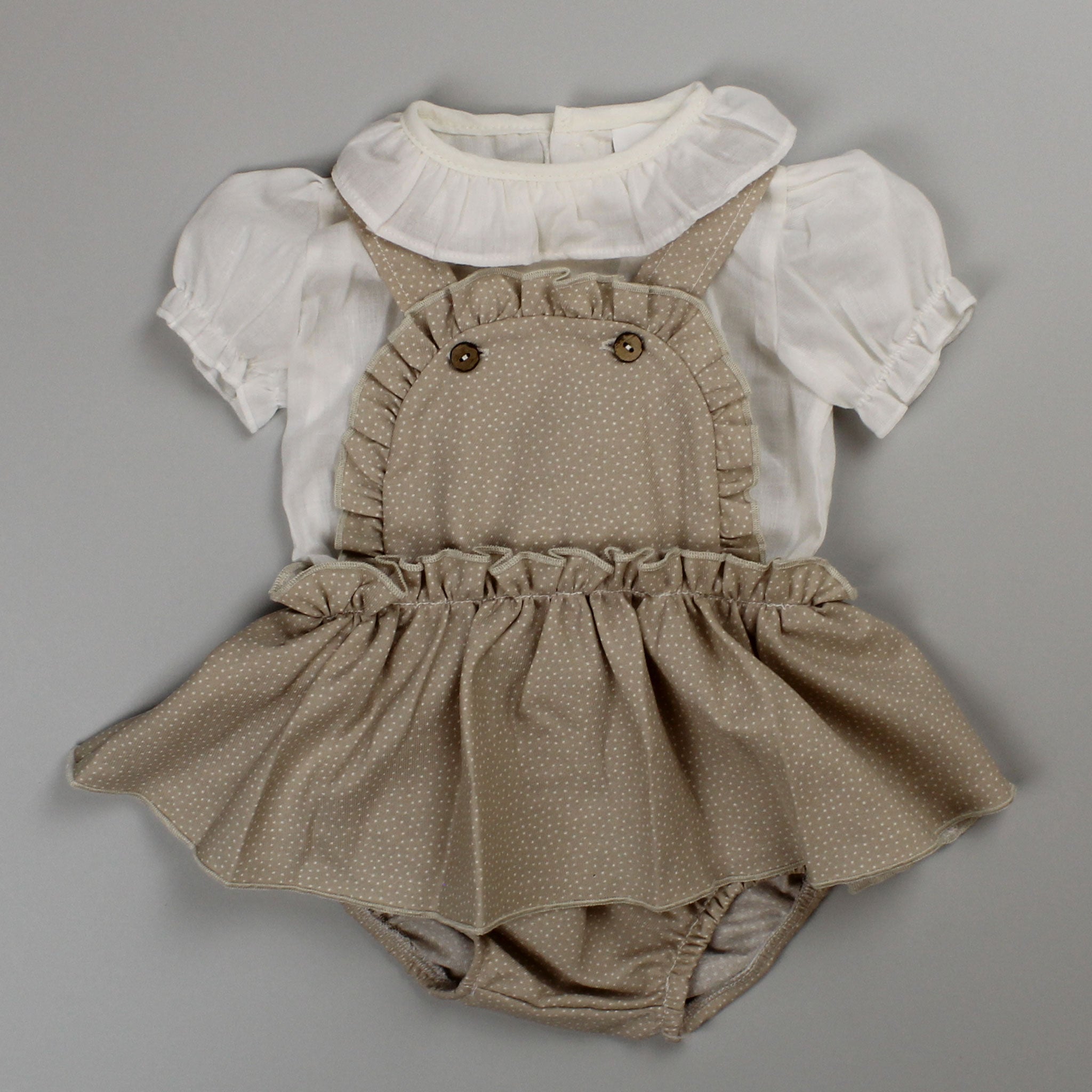 baby girls beige polka dot outfit