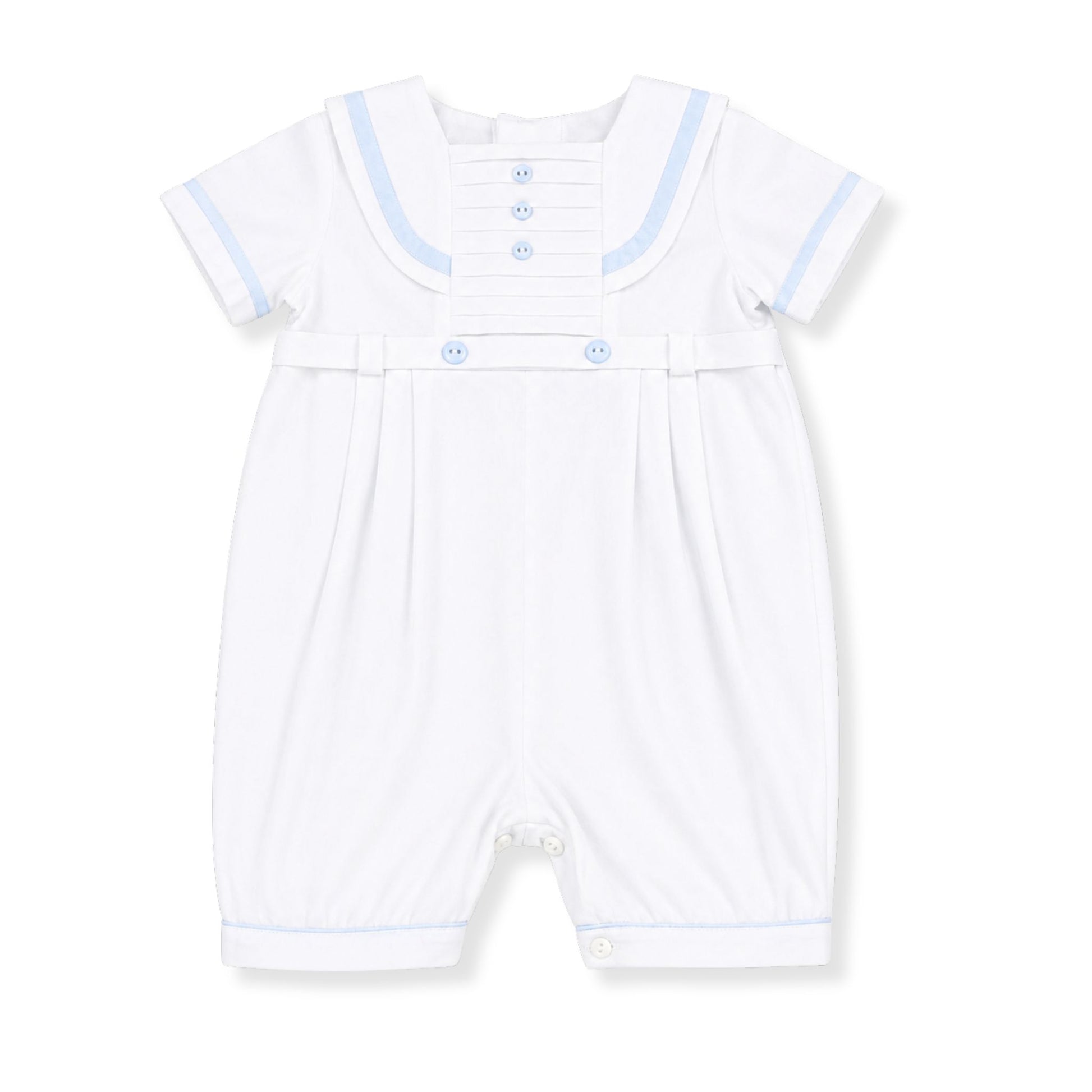 Baby Boy Christening Sailor Romper White Blue - Sarah Louise 013568