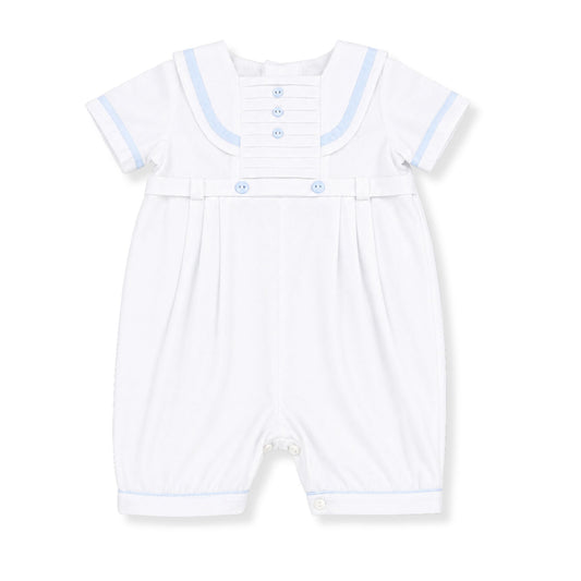 Baby Boy Christening Sailor Romper White Blue - Sarah Louise 013568