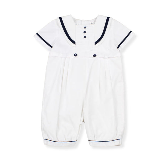 Baby Boy Christening Sailor Romper White Navy - Sarah Louise 013568