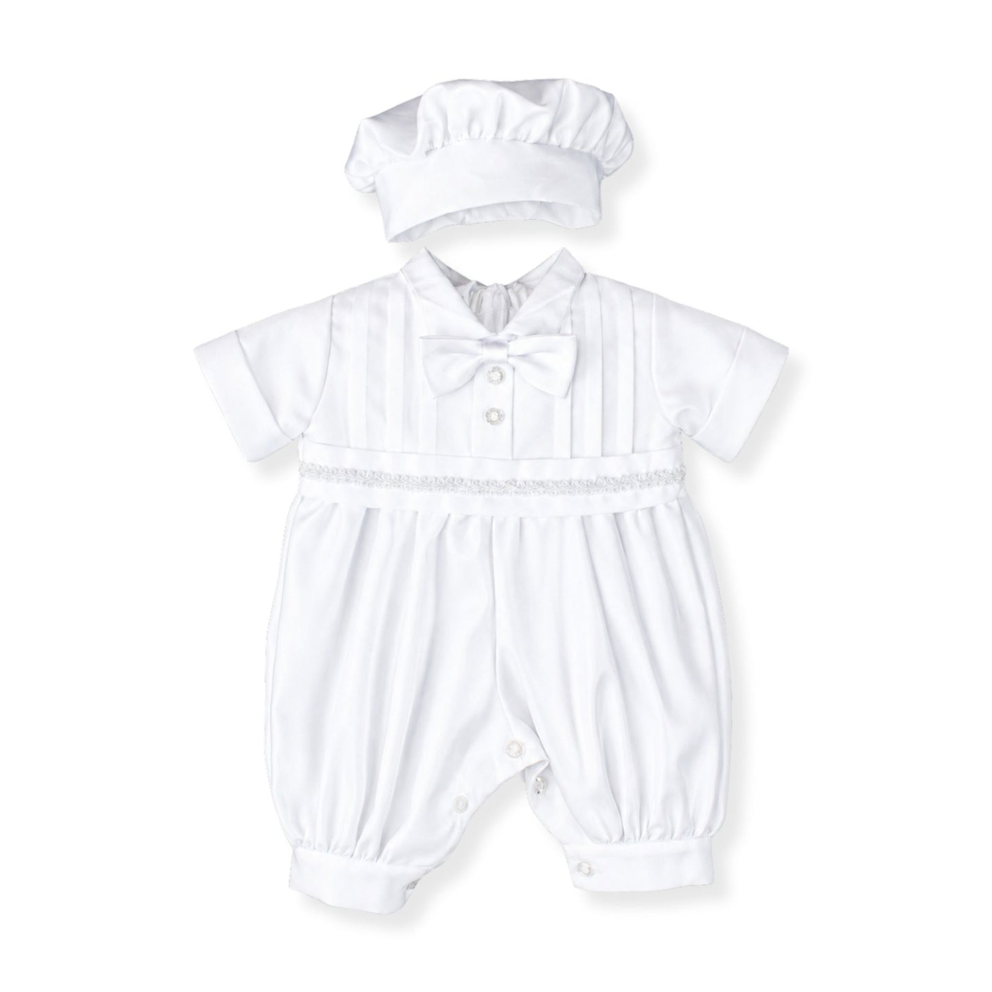 baby boys christening romper and hat christening outfit